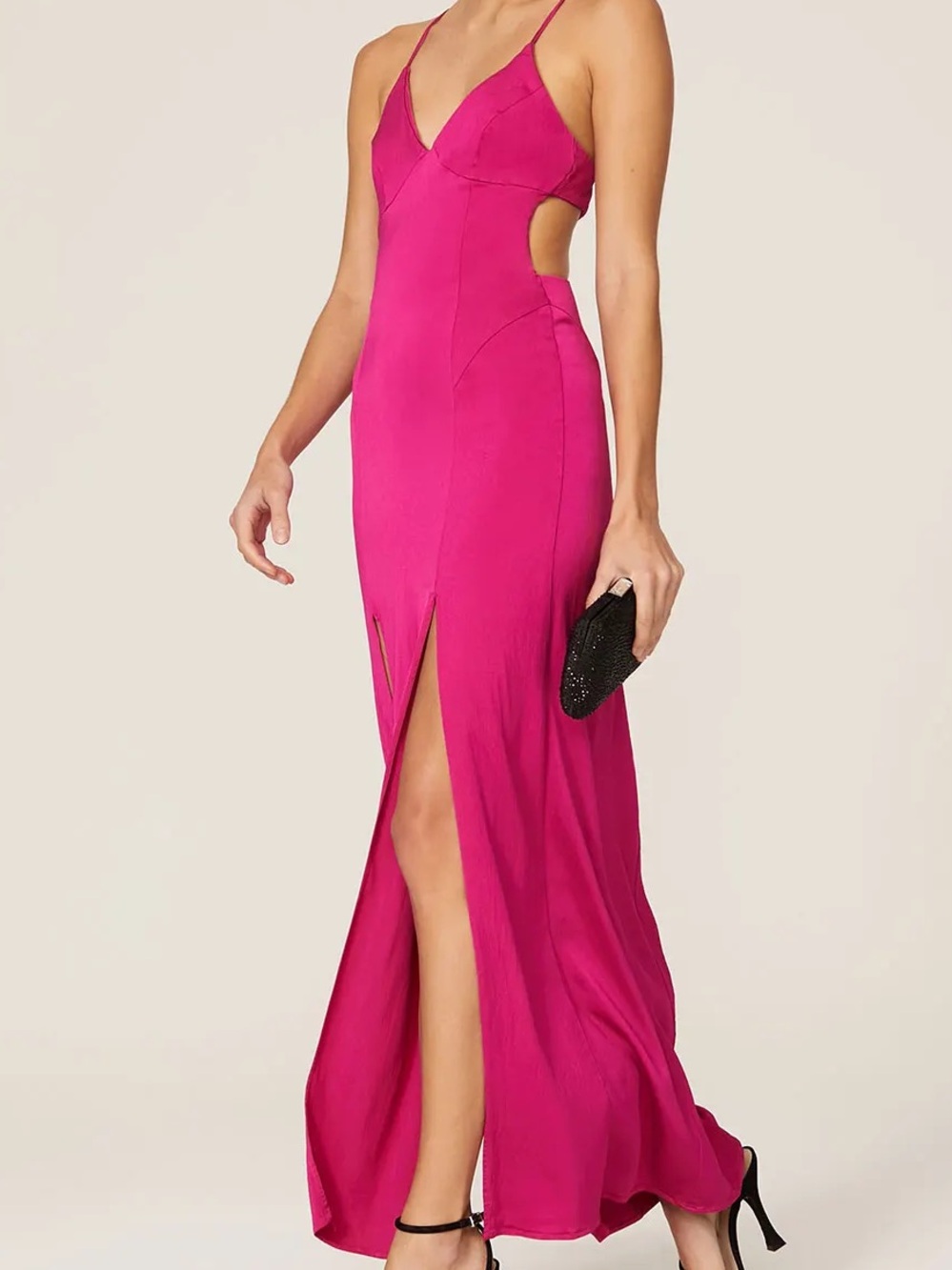 Manning Cartell Facetime Double-Slit Backless Size 8 Slip Dress in Magenta